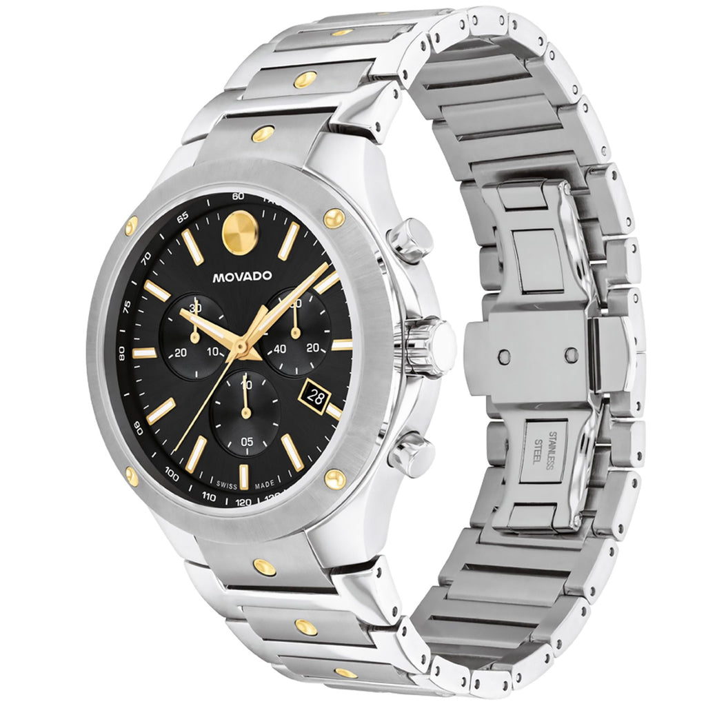 Movado - SE Chronograph 42 mm Steel Gold Black Dial - 0607972