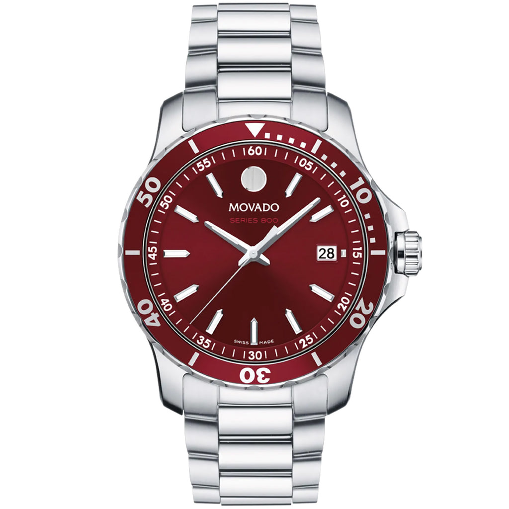 Movado - 800 Series 40 mm Red Dial Stainless Steel - 2600178