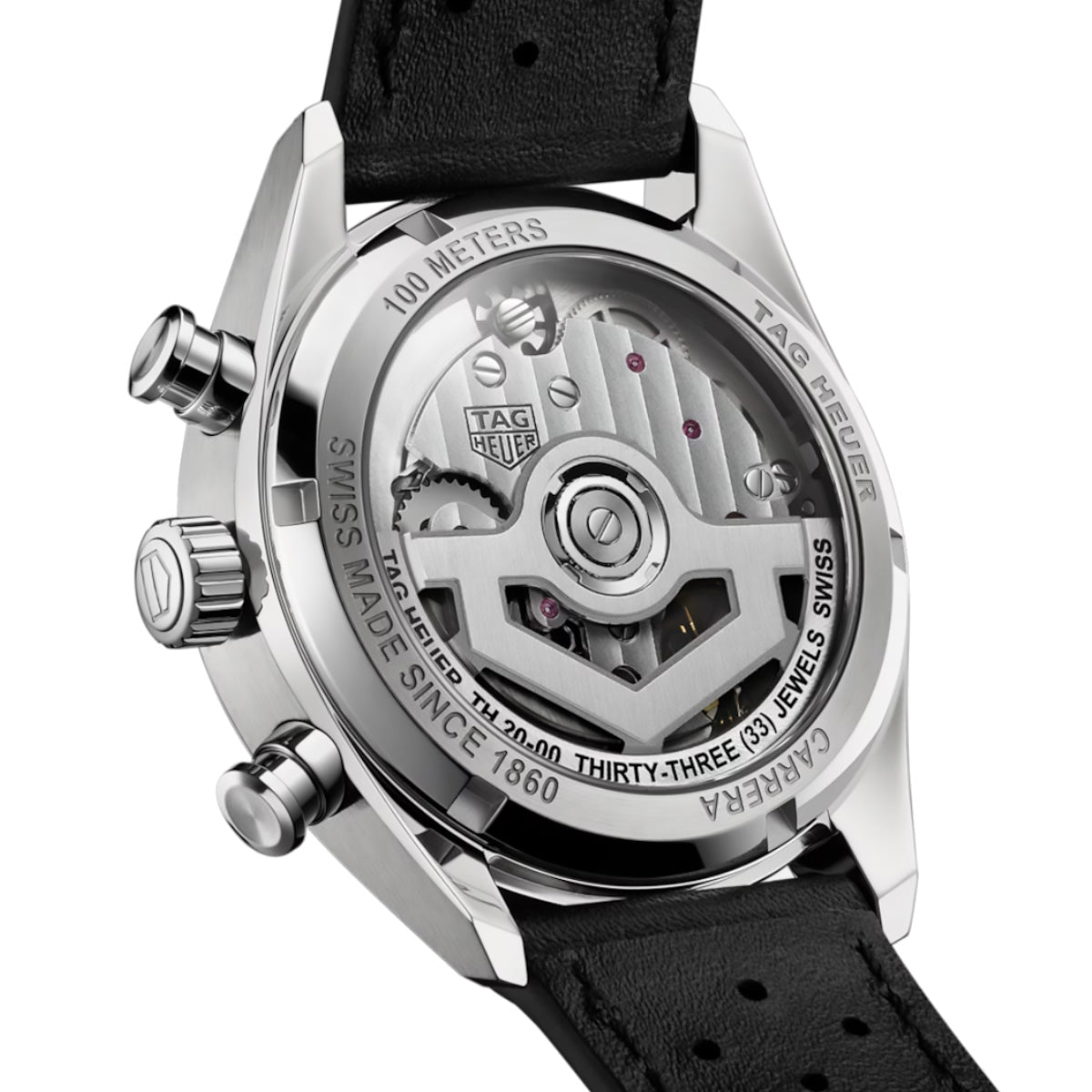 TAG Heuer Carrera 39 mm Chronograph Glass Box Black Dial