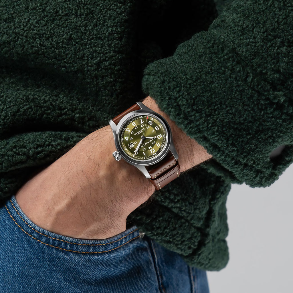 Hamilton - Khaki Field 42 mm Automatic Green Dial Leather - H70605560