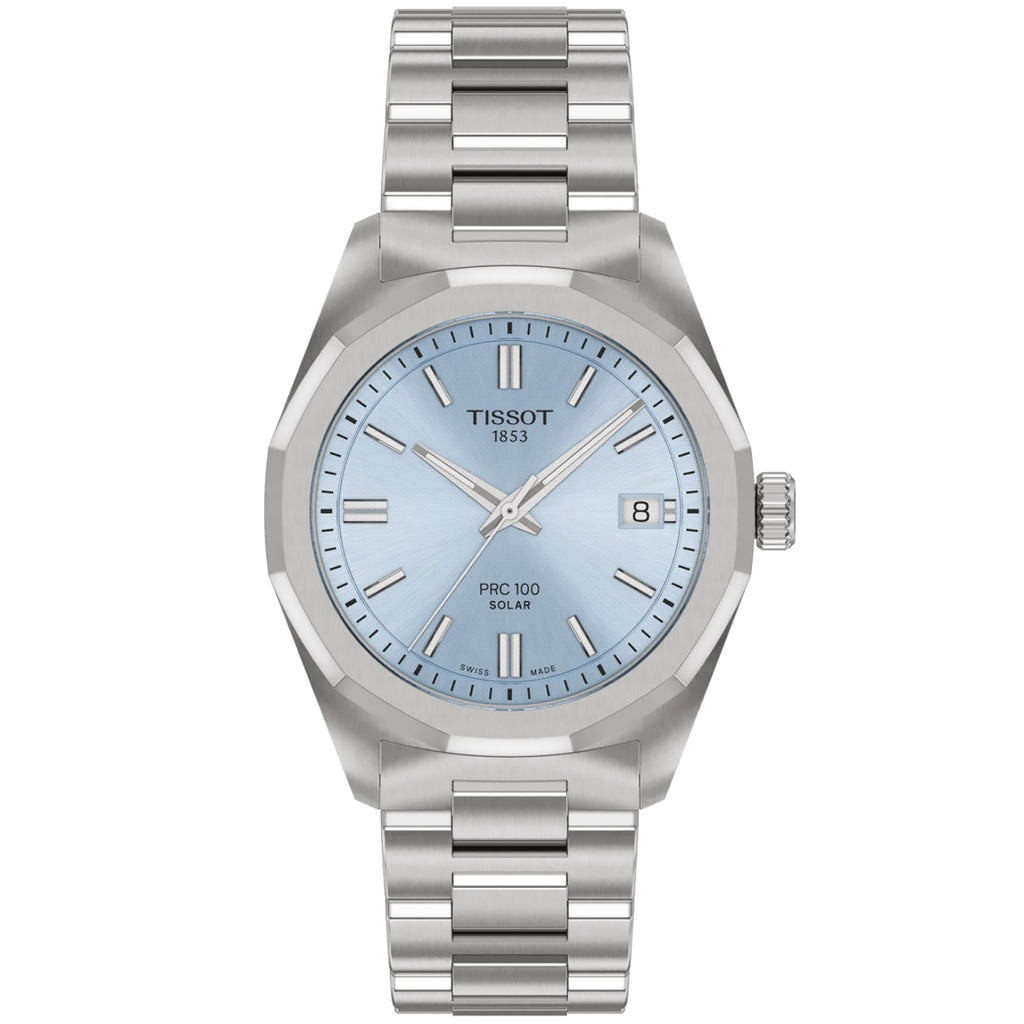 Tissot - PRC 100 Solar 34 mm Blue Dial Steel Bracelet - T1518221135100