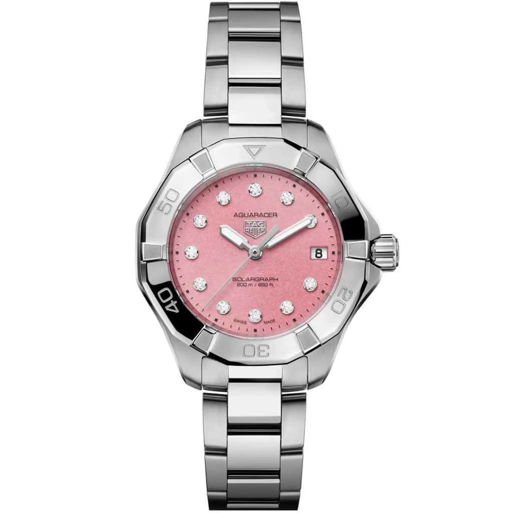 TAG Heuer - Aquaracer 34 mm Solargraph Pink Diamond Dial - WBP1318.BA0005