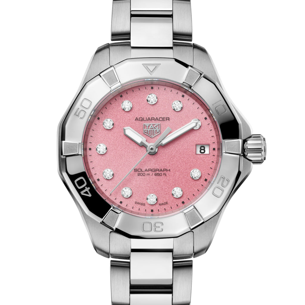 TAG Heuer - Aquaracer 34 mm Solargraph Pink Diamond Dial - WBP1318.BA0005