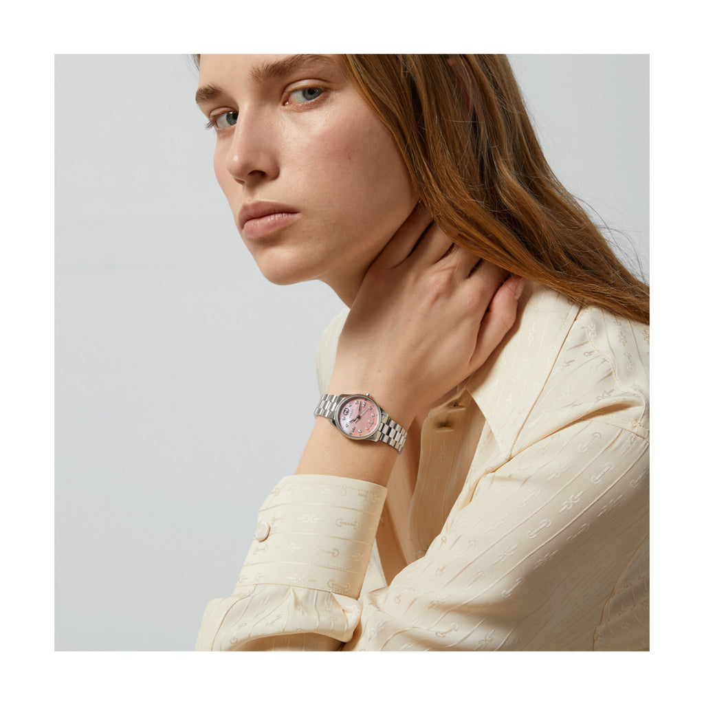GUCCI G-Timeless 29 mm Pink Mother of Pearl Diamond Dial - YA1265062