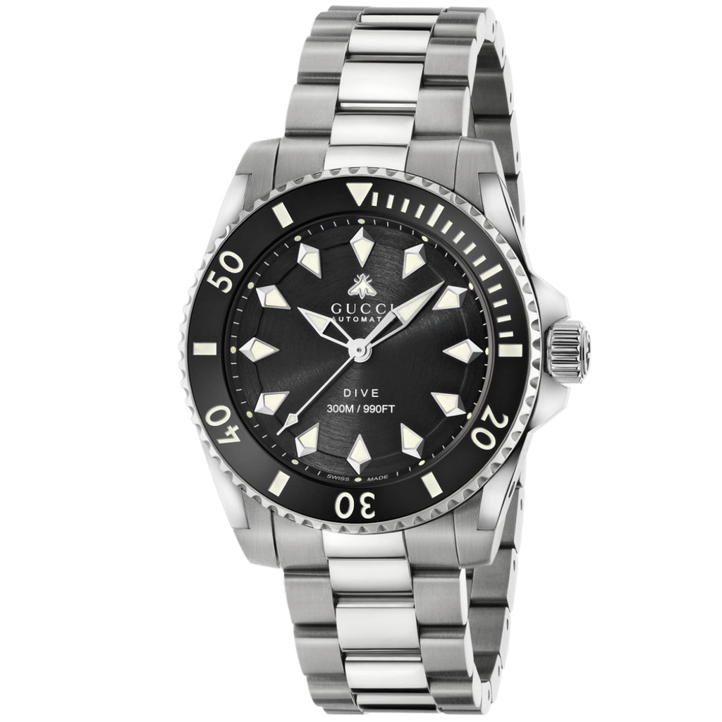 GUCCI Dive 40 mm Stainless Steel Case 300 m Black Bee Dial - YA136353