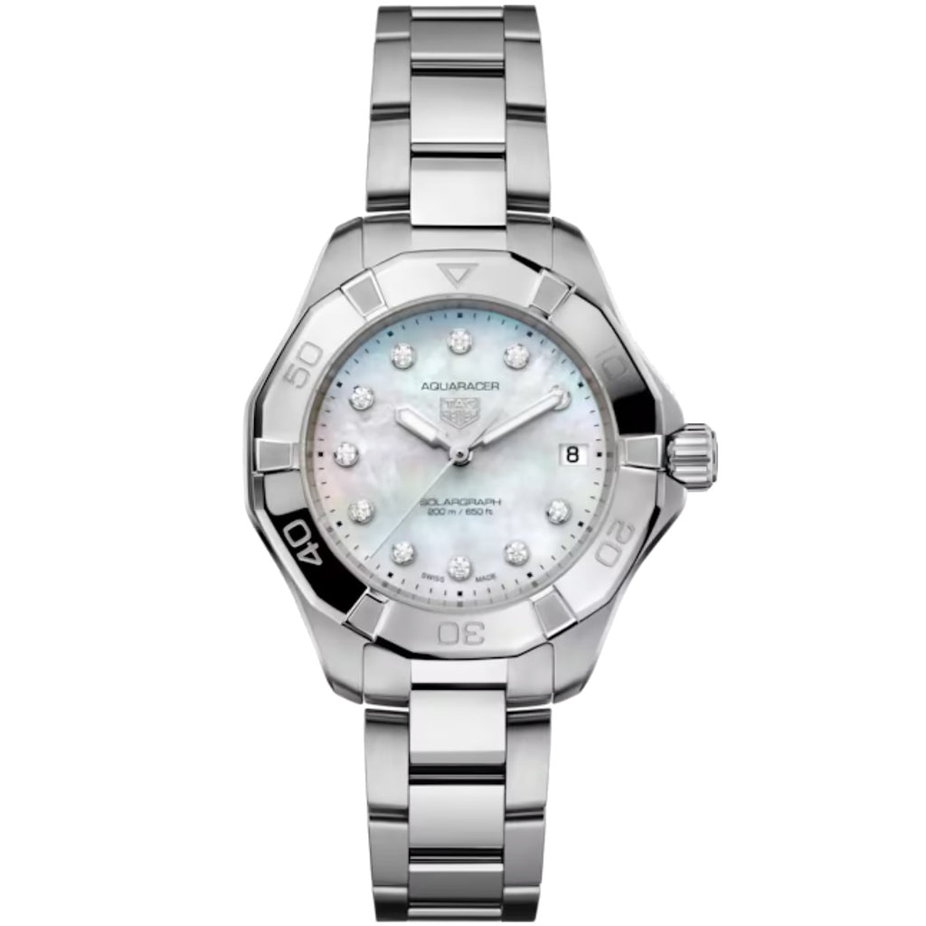 TAG Heuer - Aquaracer 34 mm Solargraph Women's Diamond MOP Dial - WBP1313.BA0005