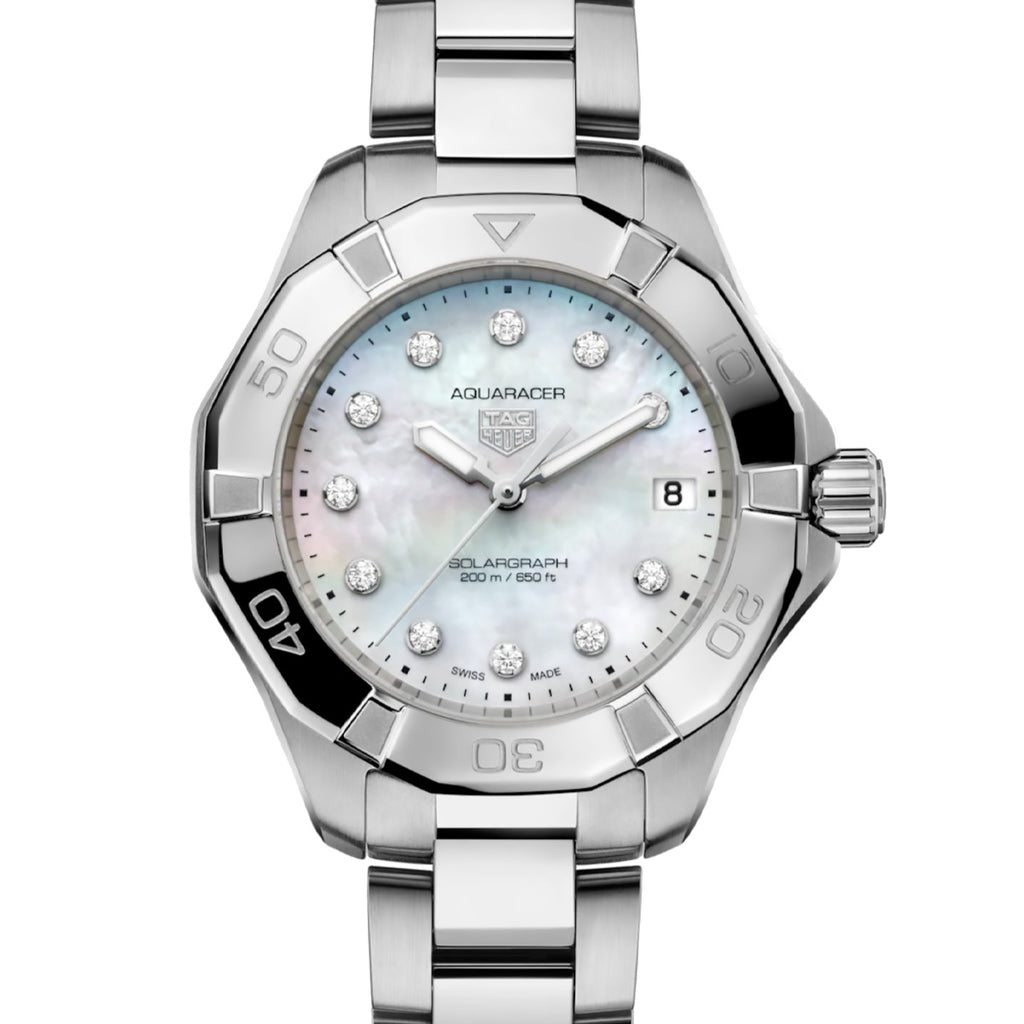 TAG Heuer - Aquaracer 34 mm Solargraph Women's Diamond MOP Dial - WBP1313.BA0005