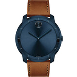 Movado - Bold 44 mm Ink Blue Dial Cognac Leather Band - 3600470