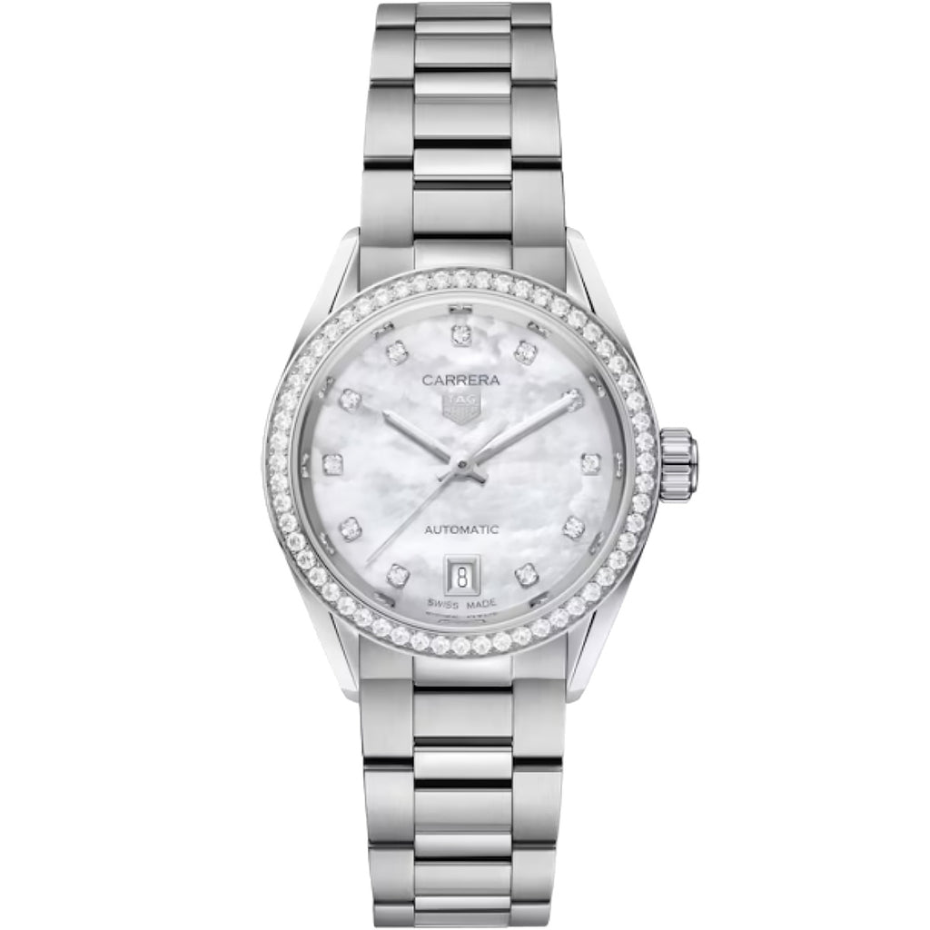 TAG Heuer - Carrera 29 mm Automatic Mother of Pearl Diamond Dial & Bezel - WBN2414.BA0621