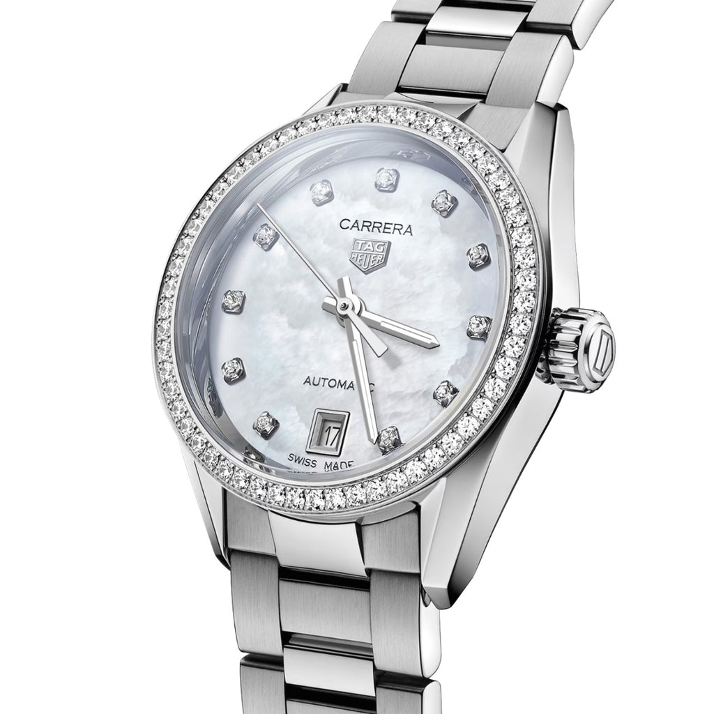 TAG Heuer - Carrera 29 mm Automatic Mother of Pearl Diamond Dial & Bezel - WBN2414.BA0621