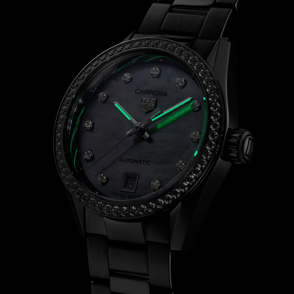 TAG Heuer - Carrera 29 mm Automatic Mother of Pearl Diamond Dial & Bezel - WBN2414.BA0621