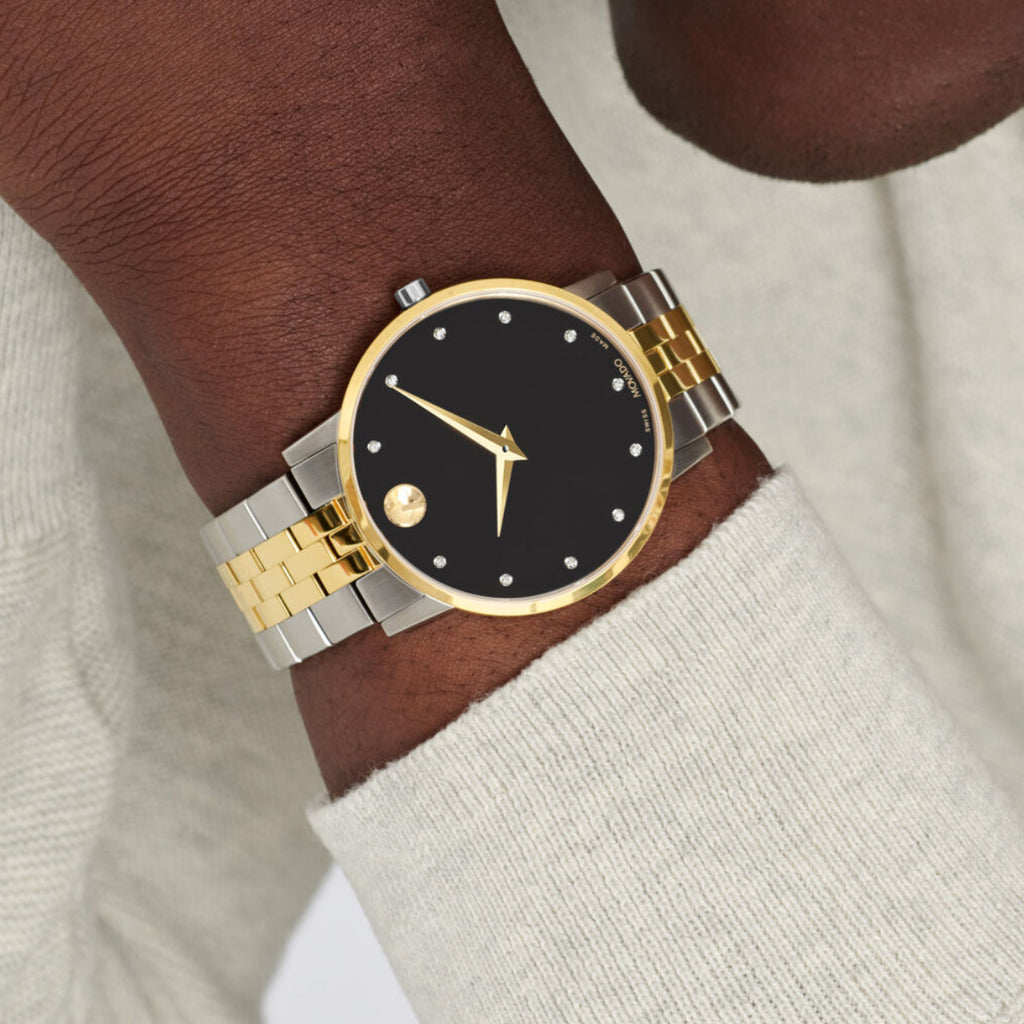 Movado - Museum Classic 40 mm Yellow Gold PVD Two Tone Diamond Dial - 0607202