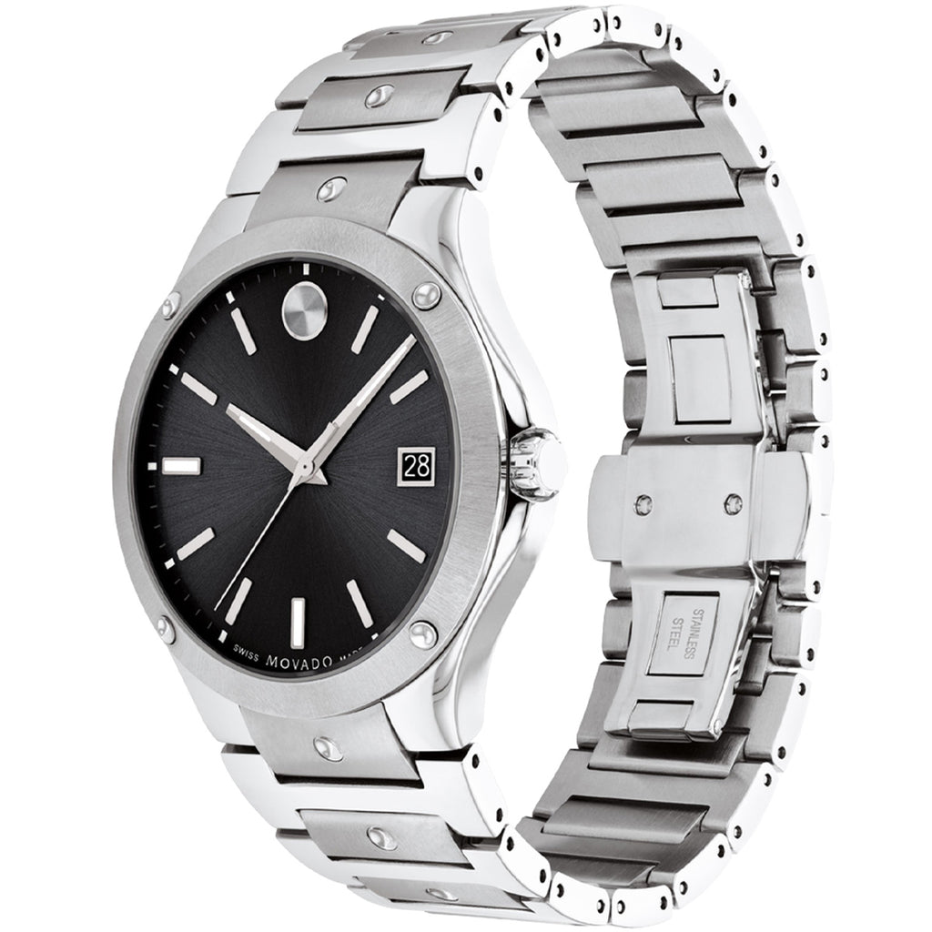 Movado - SE 41 mm Stainless Case & Bracelet Black Dial - 0607541