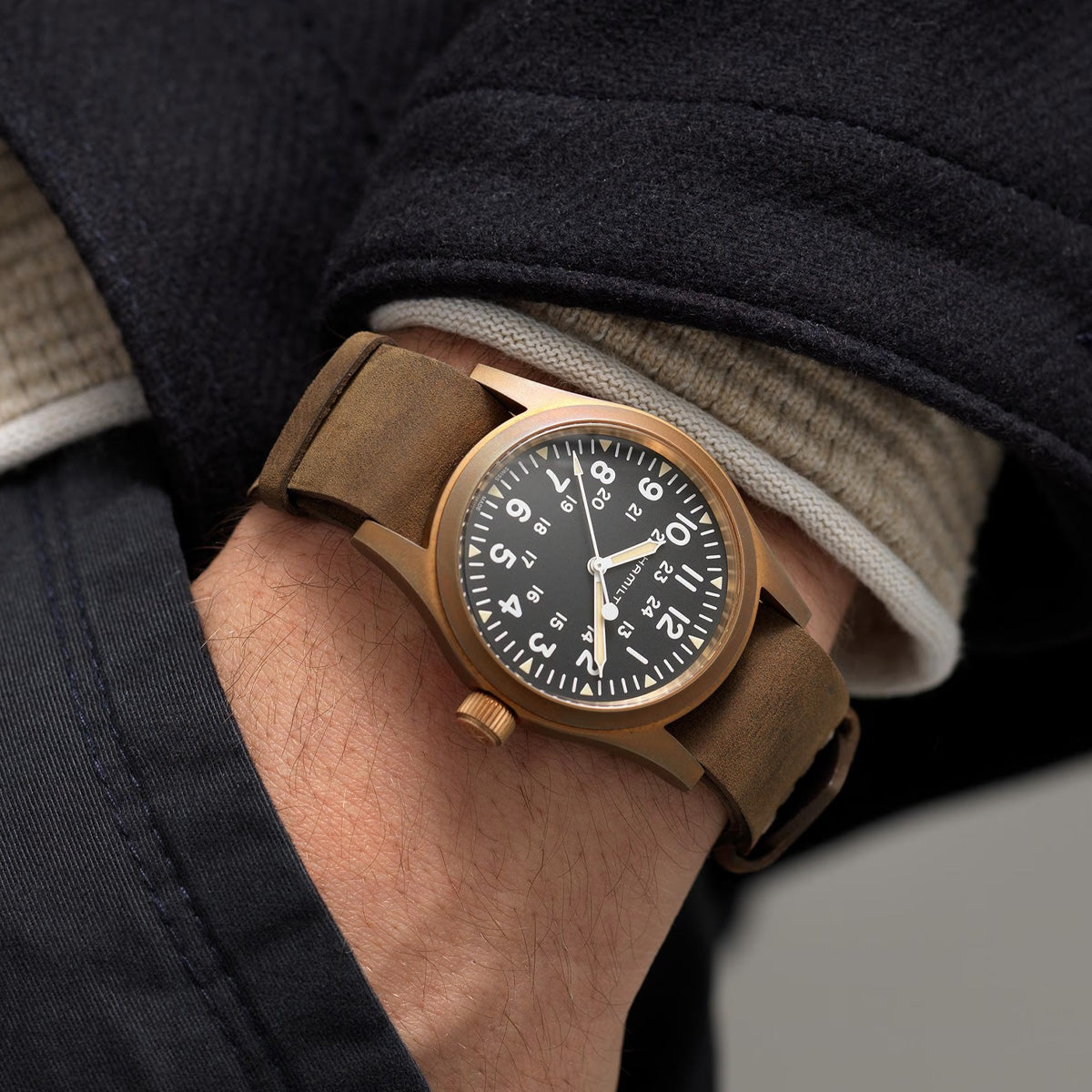 Hamilton - Khaki Field 38 mm Mechanical Bronze Case Military 