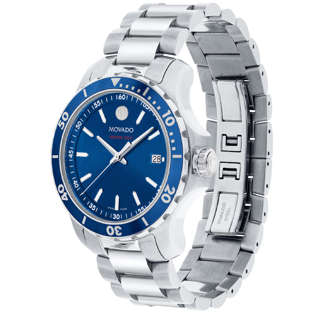 Movado - 800 Series 40 mm Steel Case & Bracelet Blue Dial - 2600137