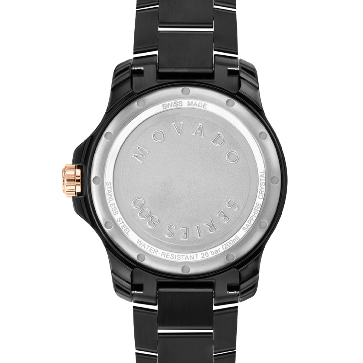 Movado - 800 Series 40 mm Rose Gold & Ebony Black Steel Case