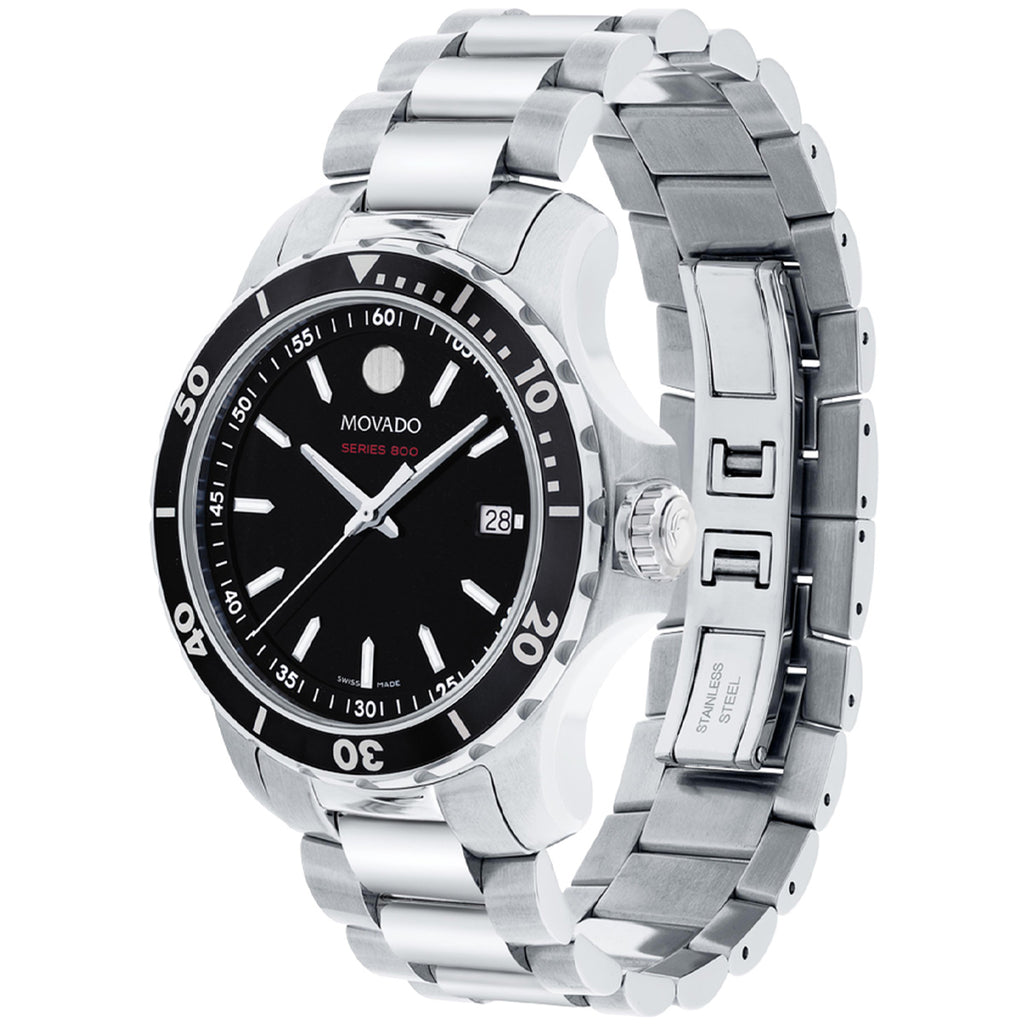 Movado - 800 Series 40 mm Steel Case & Bracelet Black Dial - 2600135