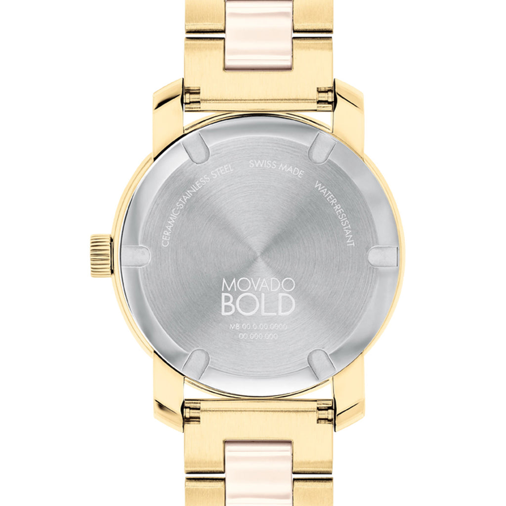 Movado - Bold Ceramic 36 mm Taupe & Gold Case Crystal Dial - 3600785