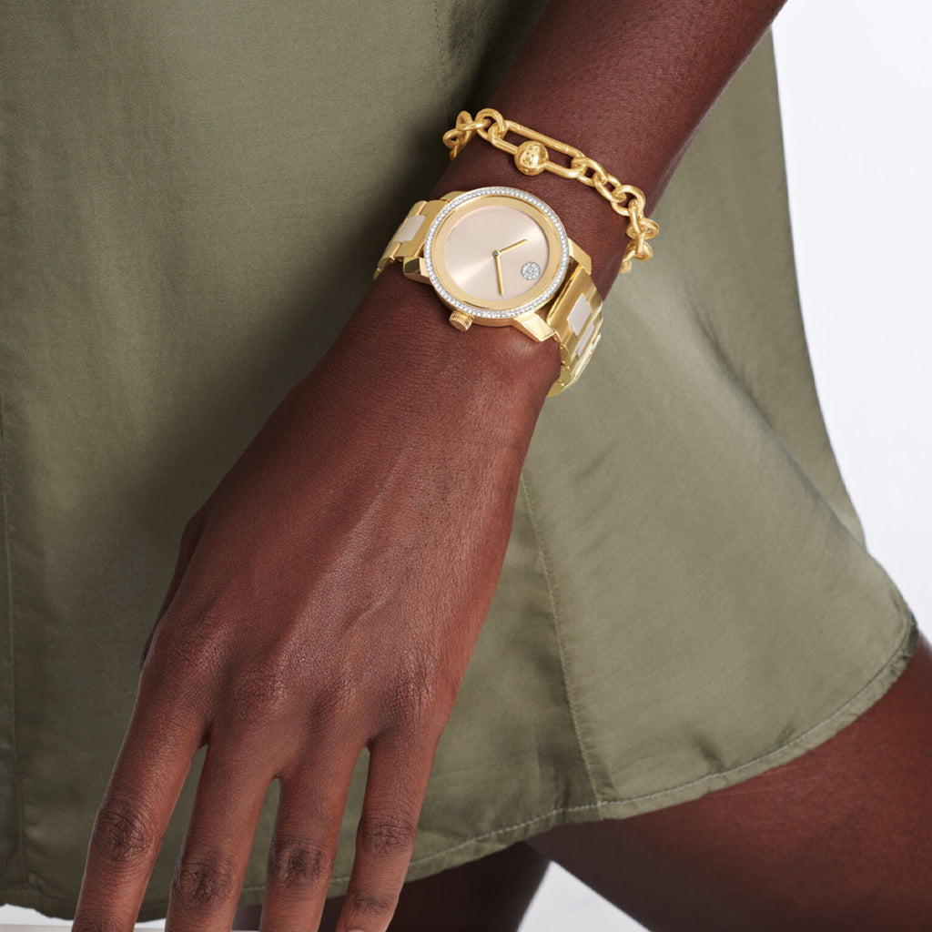 Movado - Bold Ceramic 36 mm Taupe & Gold Case Crystal Dial - 3600785