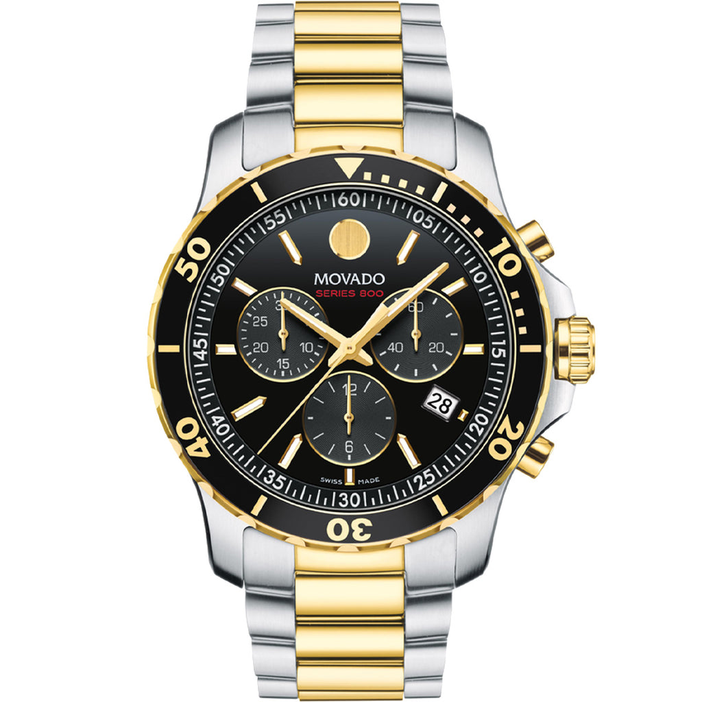 Movado - 800 Series 42 mm Two-Tone Case & Bracelet Black Dial - 2600146