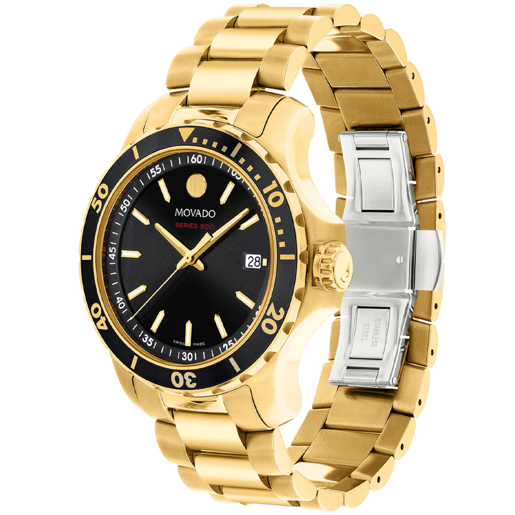 Movado - 800 Series 40 mm Yellow Gold PVD Case Black Dial - 2600145