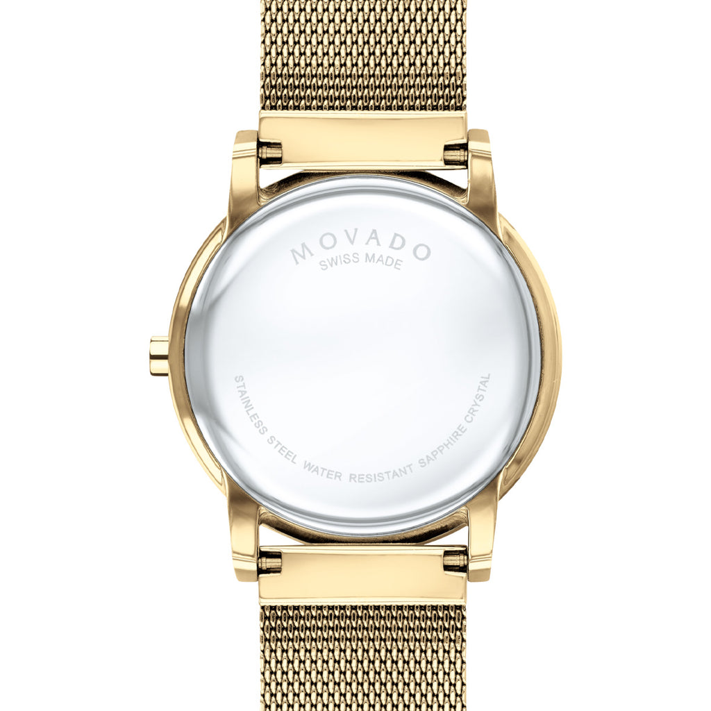 Movado - Museum Classic 40 mm Diamond Dial Yellow Gold PVD Mesh Bracelet - 0607512