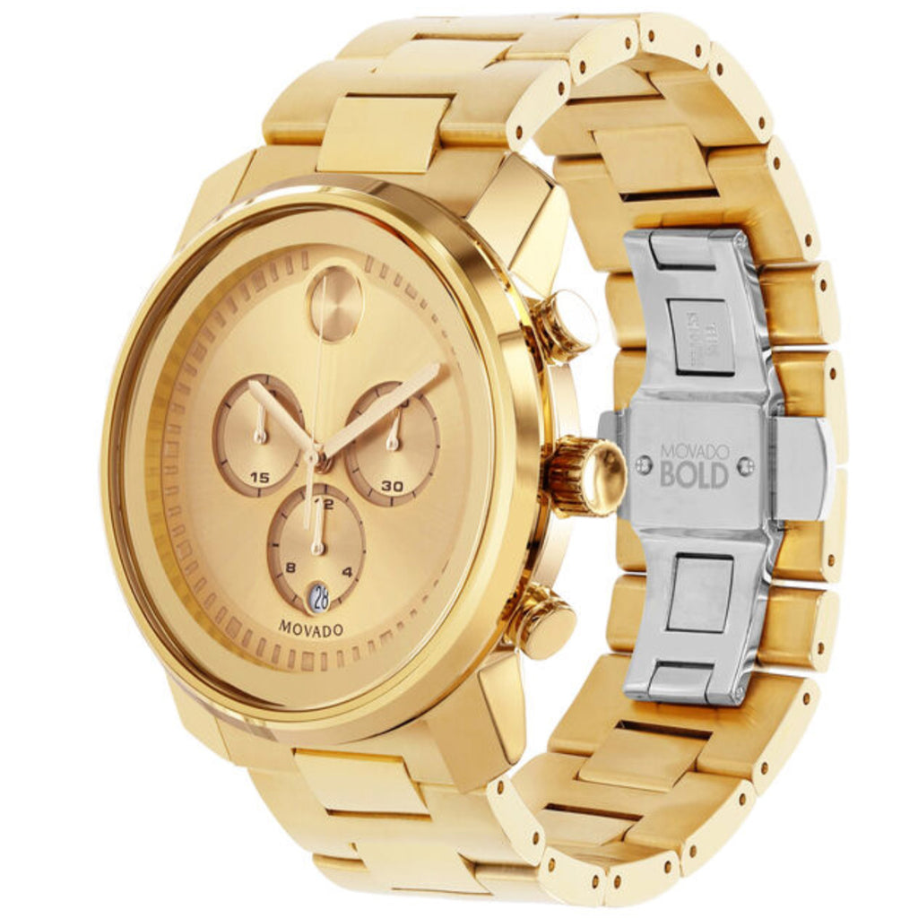Movado - Bold 44 mm Chronograph Champagne Dial Yellow Gold Ion Plated - 3600278