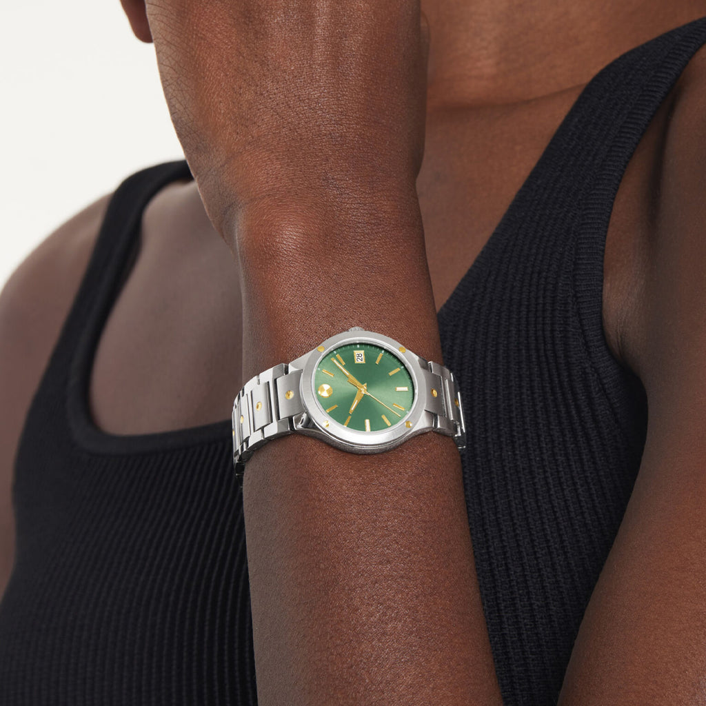 Movado - SE 32 mm Stainless Two Tone Gold PVD Green Dial - 0607635