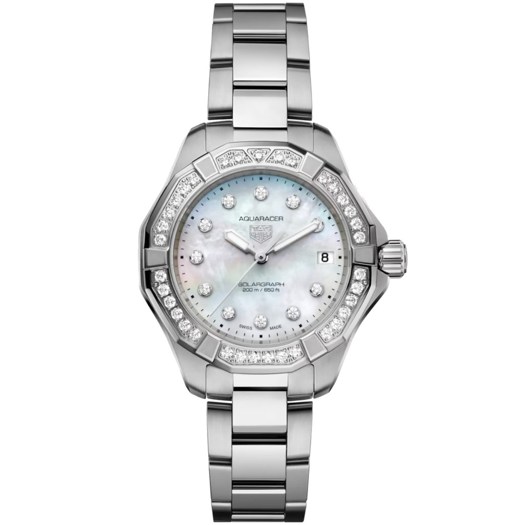 TAG Heuer - Aquaracer 34 mm Solargraph Women's MOP Dial Professional 200 - WBP1314.BA0005