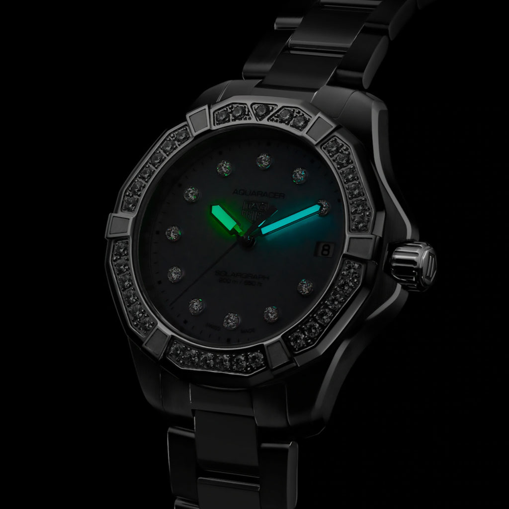 TAG Heuer - Aquaracer 34 mm Solargraph Women's MOP Dial Professional 200 - WBP1314.BA0005