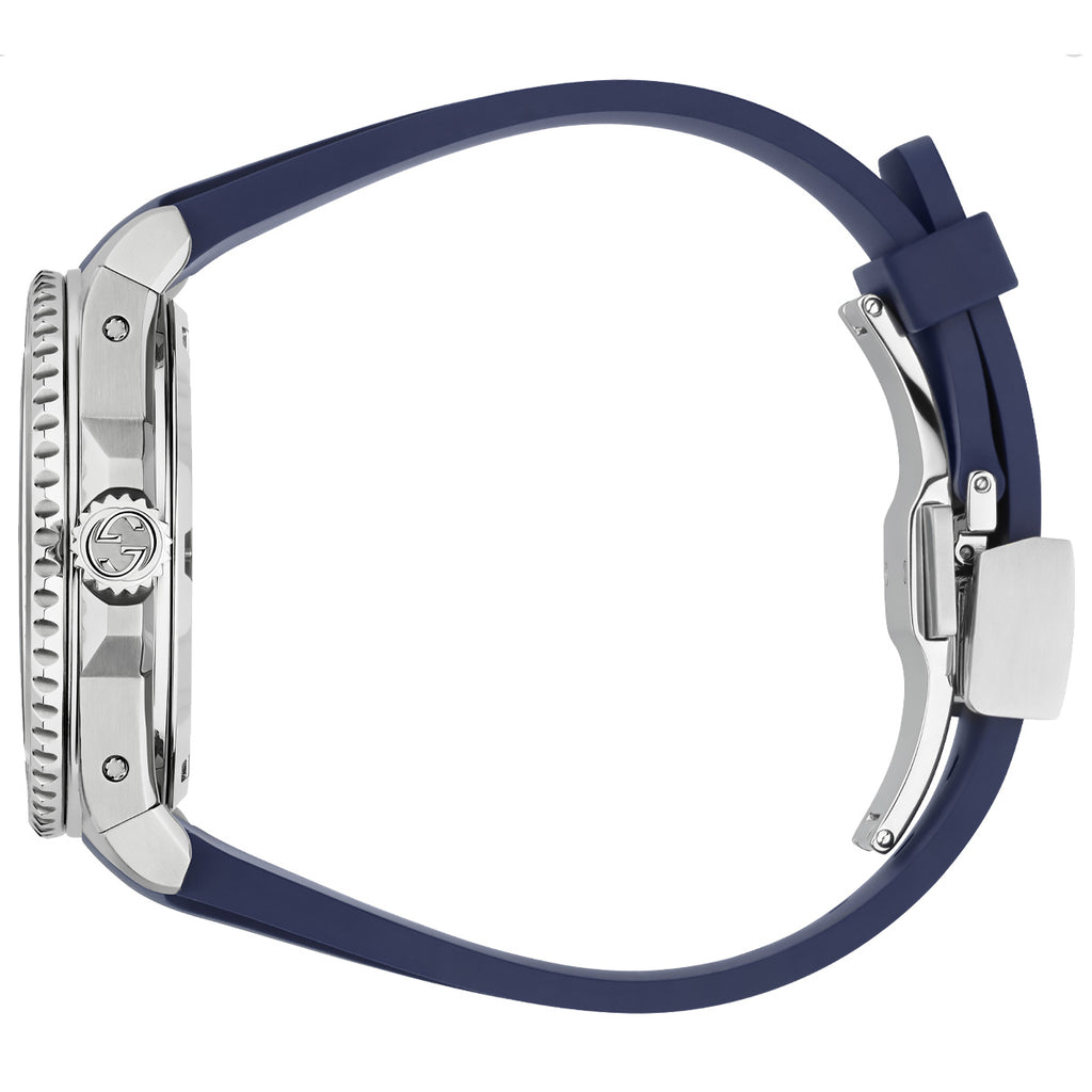 GUCCI Dive 40 mm Steel Case Rubber Strap 300 m Blue Dial Ceramic Bezel - YA136359