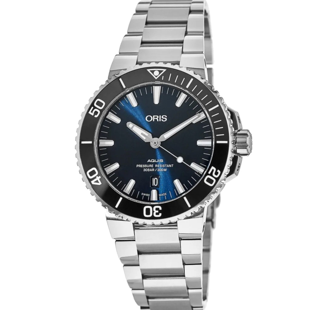 Oris - Aquis 41.5 mm Blue Dial Stainless Bracelet Diver - 0173377664135-0782205PEB