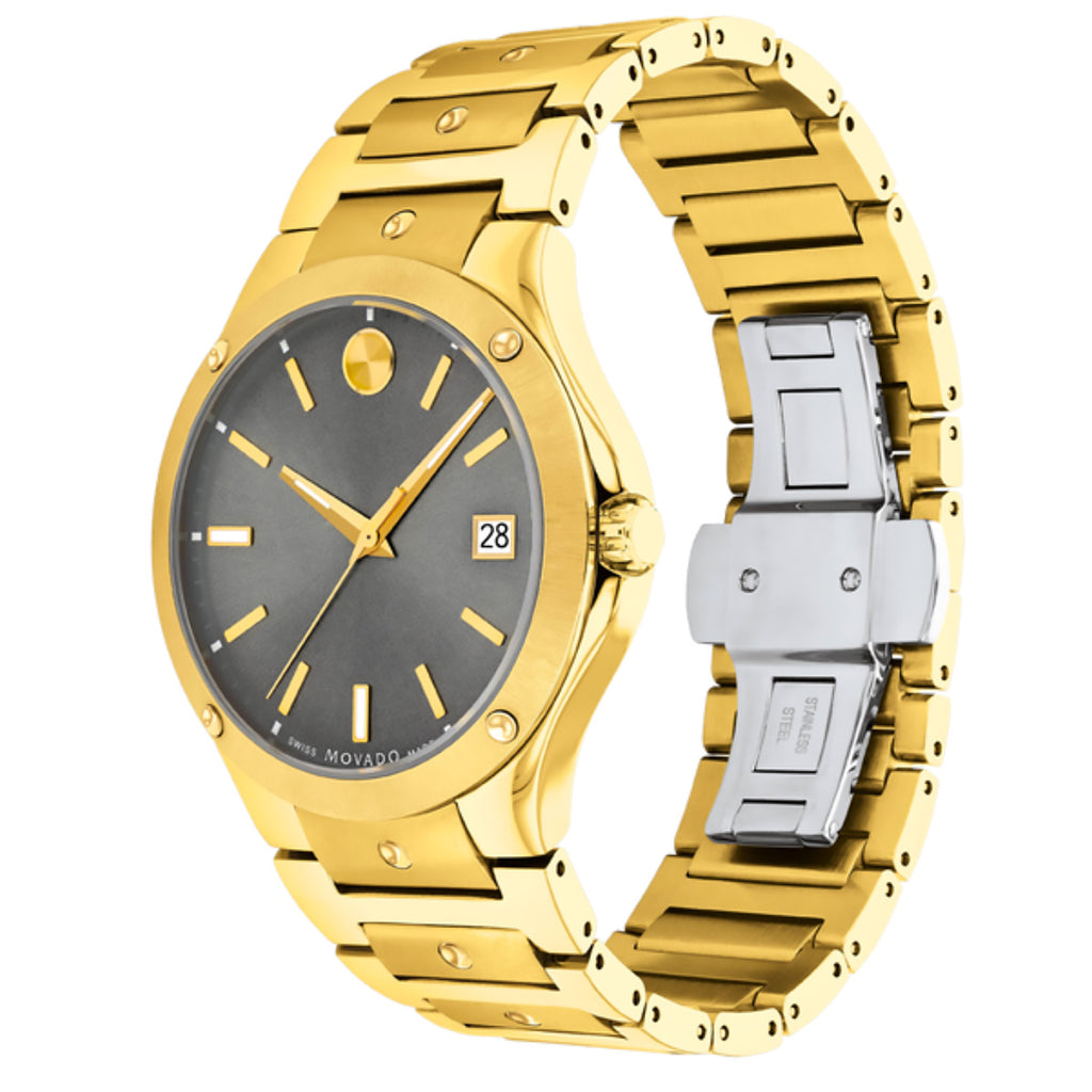 Movado - SE 41 mm Yellow Gold PVD Case Link Bracelet Date - 0607707