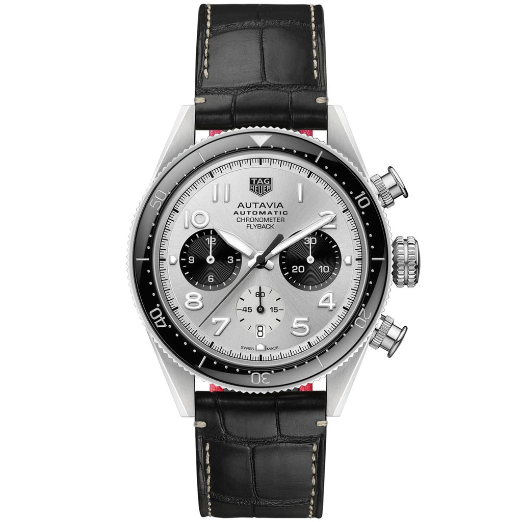 TAG Heuer - AUTAVIA Chronometer Flyback Grey Dial Leather Strap 42mm - CBE511B.FC8279