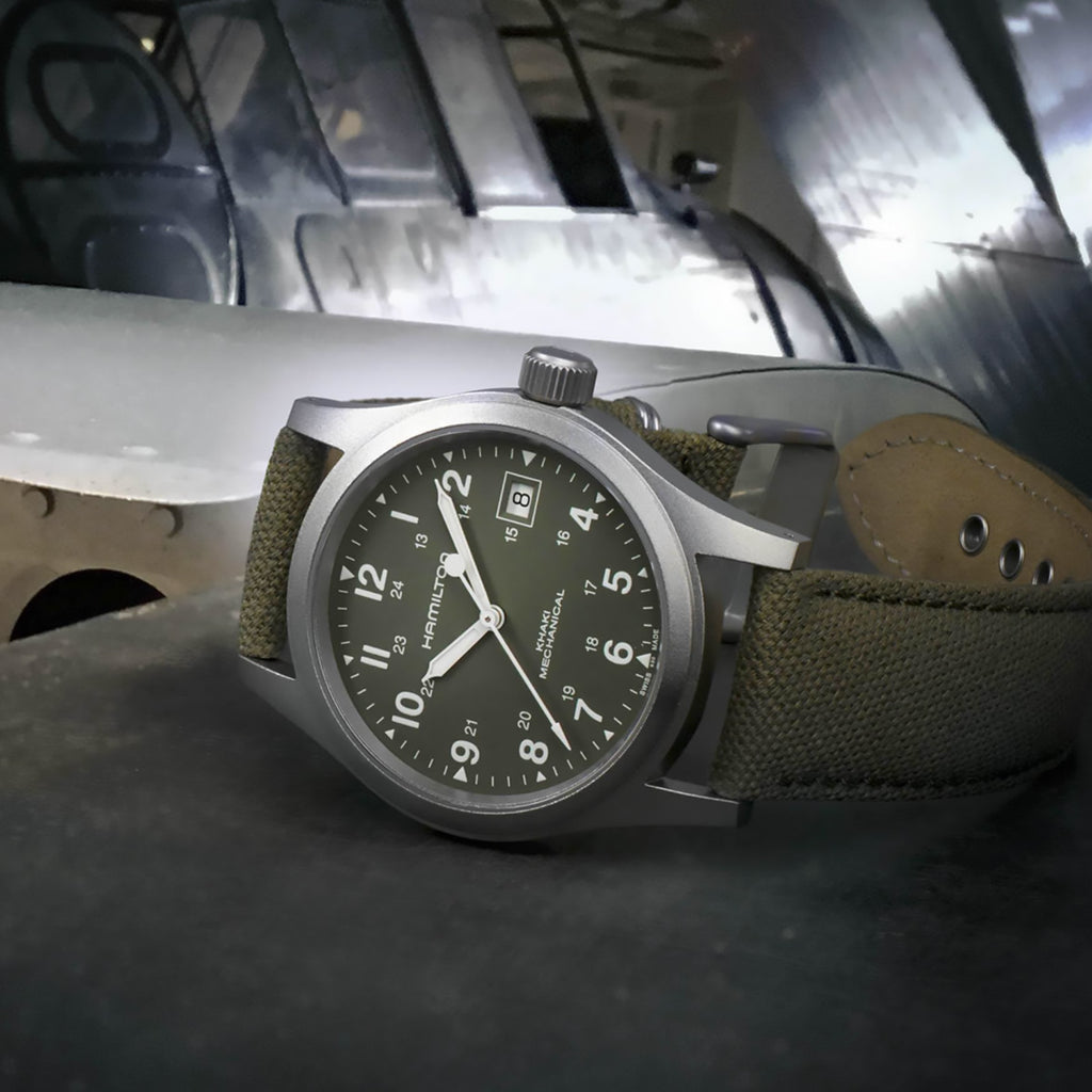 Hamilton - Khaki Field 38 mm Officer Mechanical Canvas Green Dial - H69439363