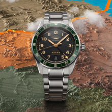 Load image into Gallery viewer, Longines - Spirit Zulu Time GMT 42 mm Green Bezel Anthracite Bracelet - L38124636