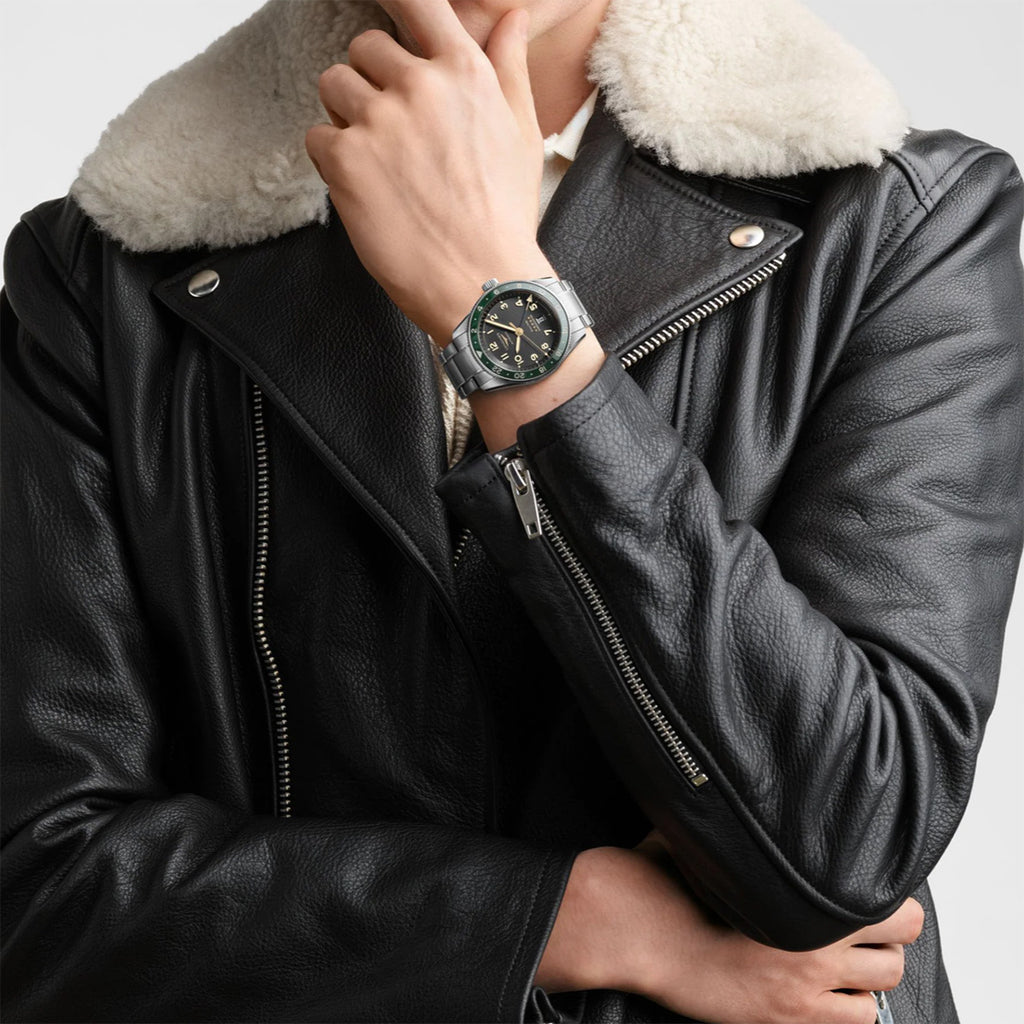 Longines - Spirit Zulu Time GMT 42 mm Green Bezel Anthracite Bracelet - L38124636