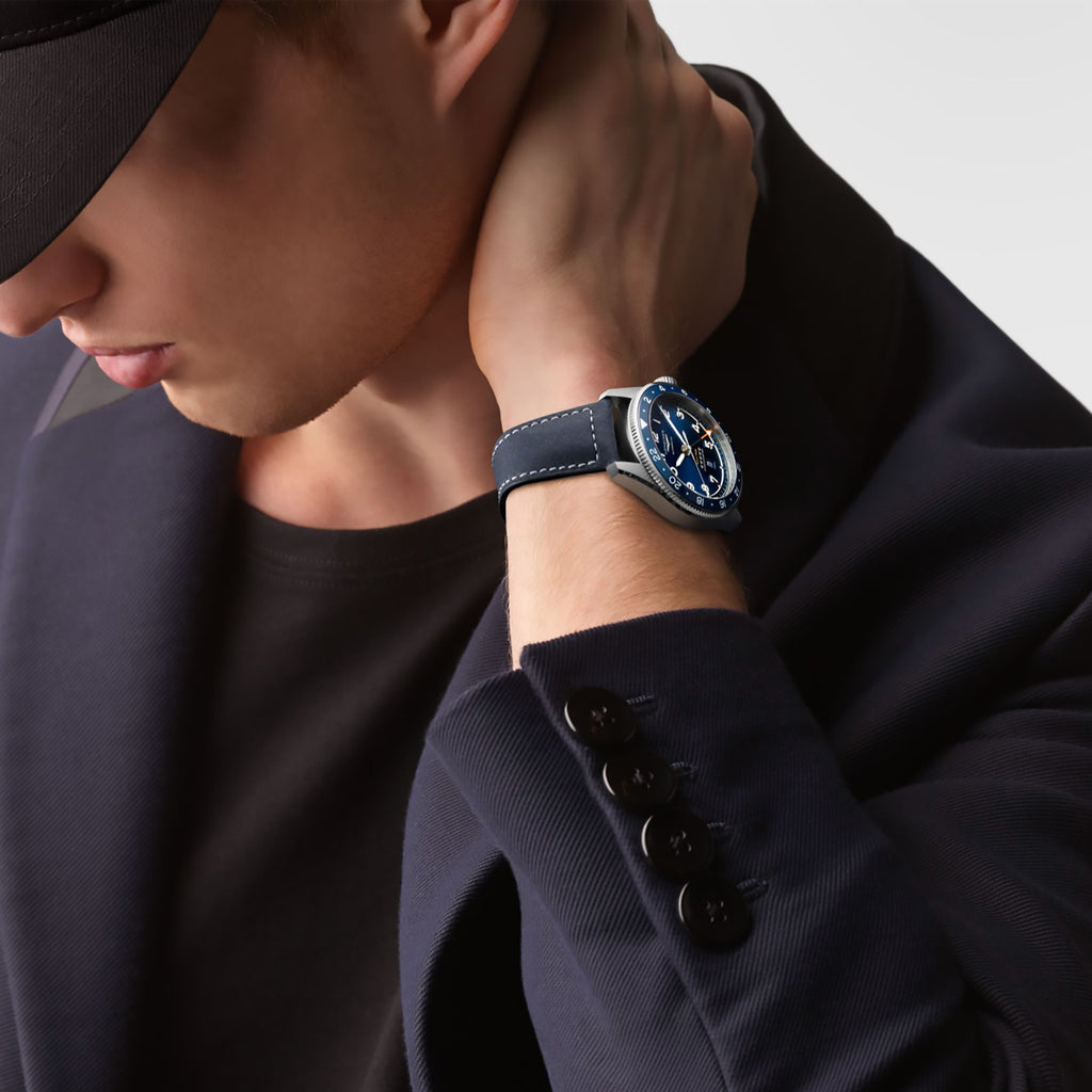 Longines - Spirit Zulu Time GMT 42 mm Blue Dial Stainless Leather - L38124932