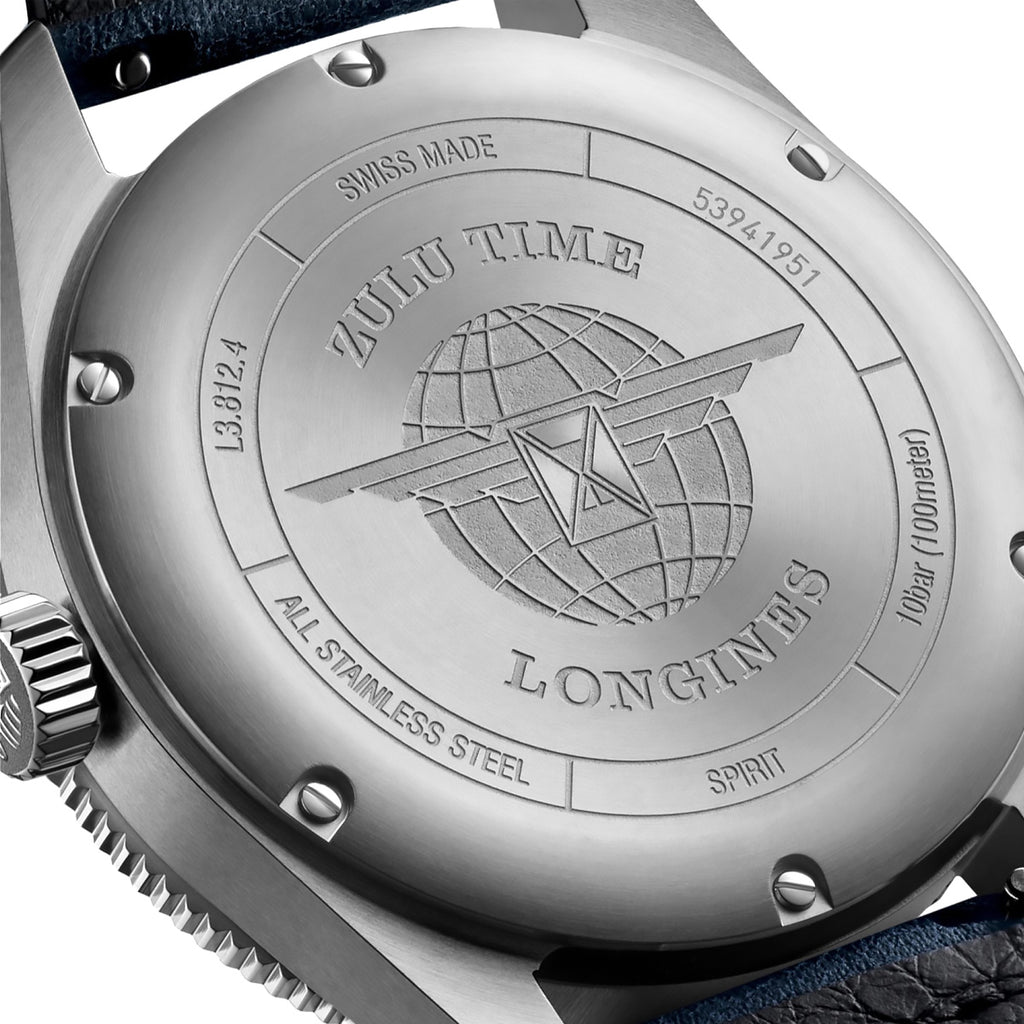 Longines - Spirit Zulu Time GMT 42 mm Blue Dial Stainless Leather - L38124932