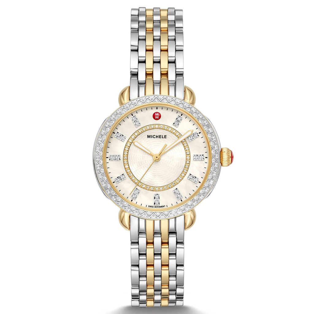 Michele - Sidney Collection - Classic - Two Tone - Diamond - White MOP Dial - MWW30B000002