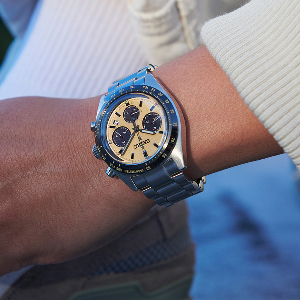 Seiko - Speedtimer Prospex Solar Chronograph Gold Dial Stainless Steel - SSC817