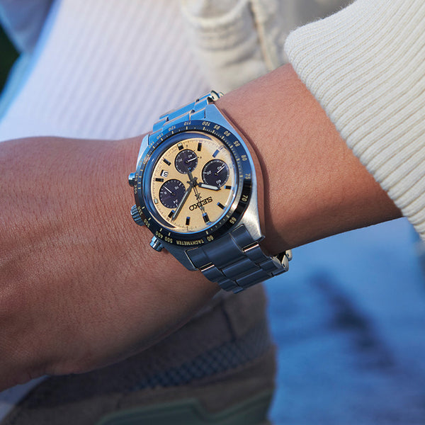 Seiko - Speedtimer Prospex Solar Chronograph Gold Dial Stainless