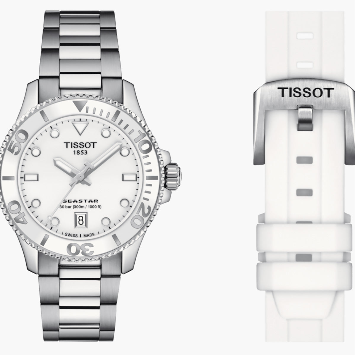 Tissot - Seastar 1000 Diver 36 mm Women's White Bezel & Dial