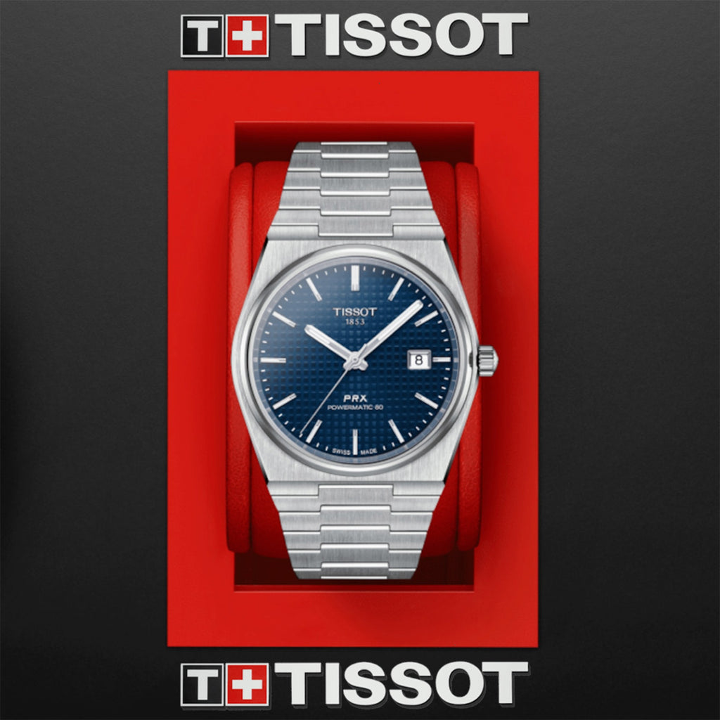 Tissot - PRX 40 mm Automatic Powermatic 80 Blue Waffle Dial - T1374071104100