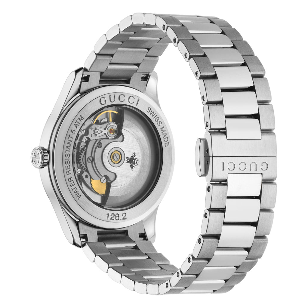 Gucci G-Timeless With Bee Motif 42 mm Automatic Black Onyx Dial Steel Bracelet - YA126283