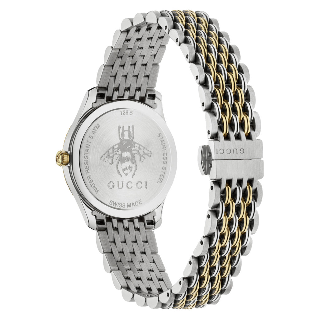 Gucci G-Timeless Slim 29 mm Pink Dial Bee Second Hand Two-Tone Case - YA1265030