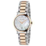 Gucci G-Timeless Iconic 27 mm Mother of Pearl Diamond Dial Steel & Pink Gold - YA126544