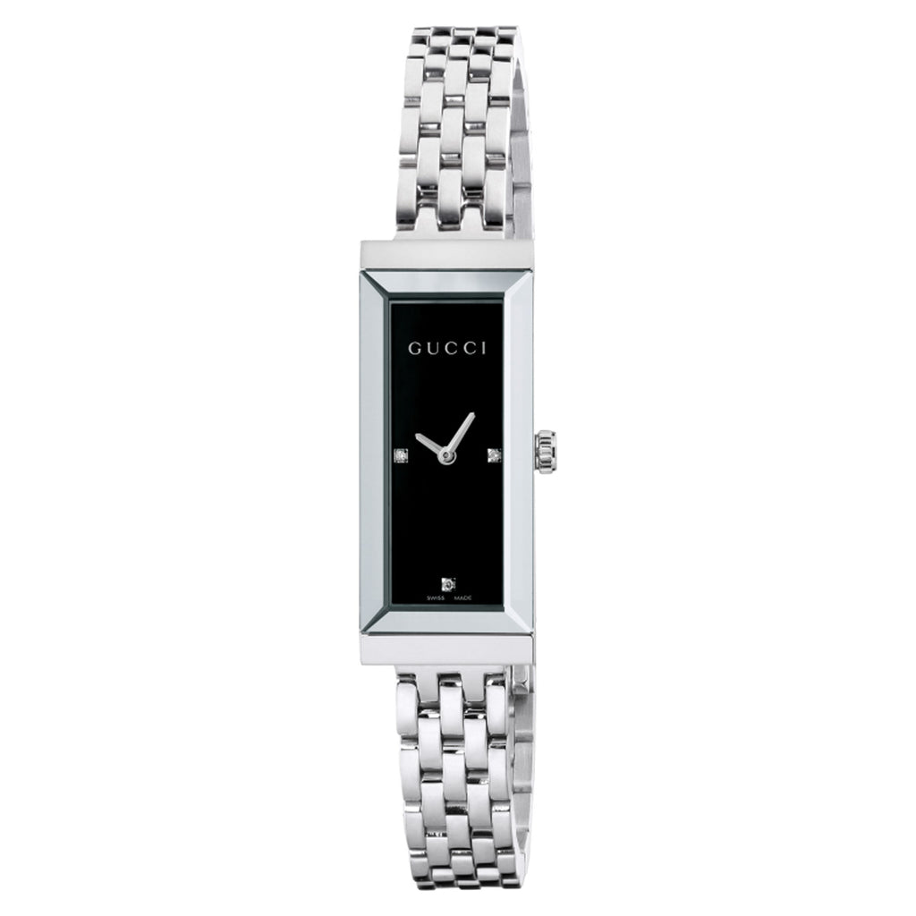 Gucci G-Frame 25 mm Women's Black Diamond Dial Steel Bracelet - YA127504