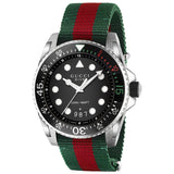 GUCCI Dive 45 mm M3 Stainless Steel Black Dial Green Red Strap - YA136209A