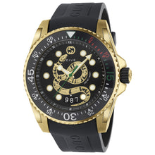 Load image into Gallery viewer, GUCCI Dive 45 mm M3 Black Snake Motif Dial Yellow Gold PVD Case - YA136219